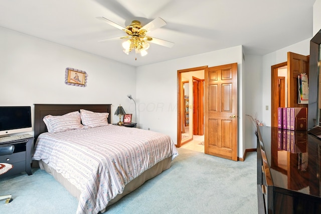 1515 Oak Run Ct, Mansfield, OH 44906 - bedroom with light carpet and a ceiling fan