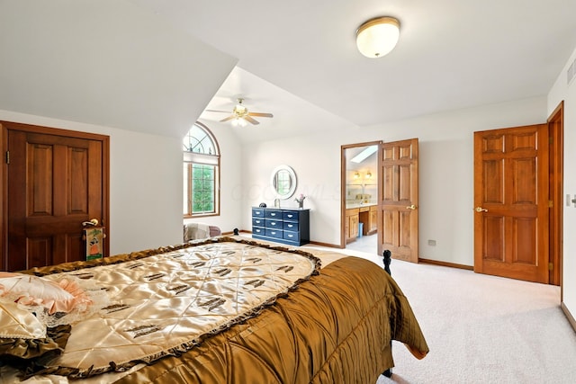 1515 Oak Run Ct, Mansfield, OH 44906 - bedroom with lofted ceiling, light carpet, and connected bathroom