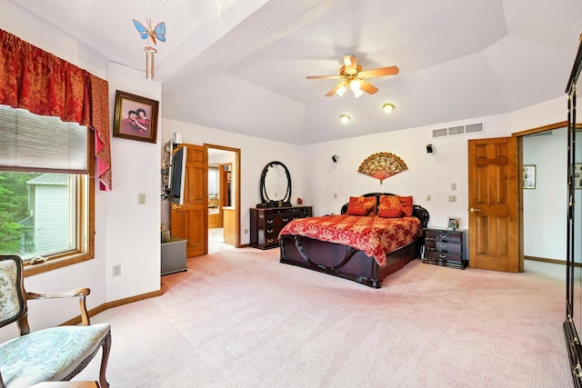 1515 Oak Run Ct, Mansfield, OH 44906 - carpeted bedroom with lofted ceiling and a ceiling fan