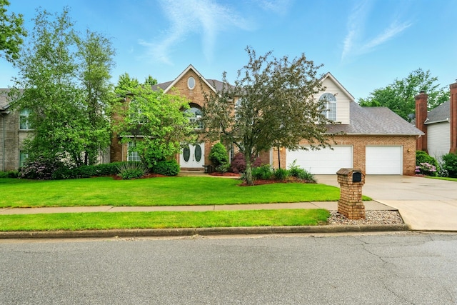 1515 Oak Run Ct, Mansfield, OH 44906 - view of front of property with concrete driveway, a front lawn, and brick siding