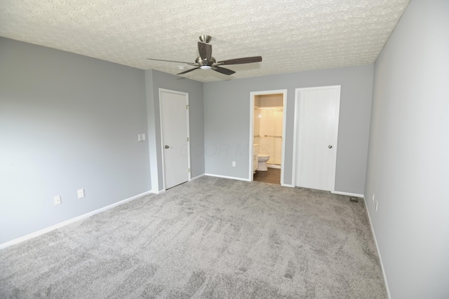 3565 Motts Place Ct, Canal Winchester, OH 43110 - unfurnished bedroom featuring carpet floors, a textured ceiling, ensuite bath, and ceiling fan
