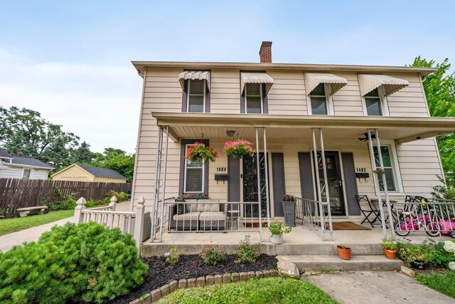 1484 Glenn Ave, Columbus, OH 43212 - view of front of house featuring covered porch and a chimney