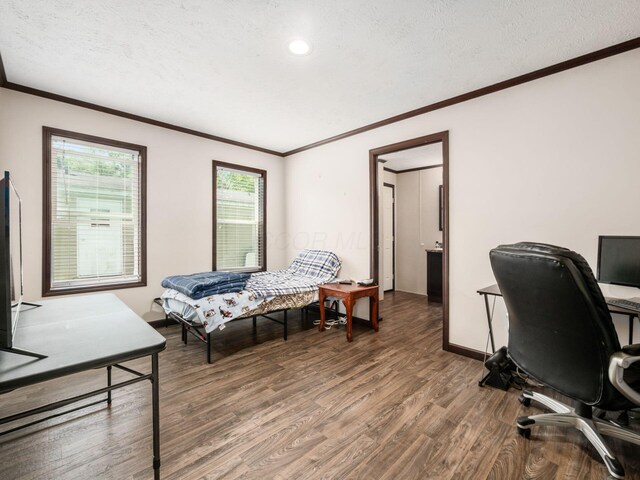 10610 E State Route 762 Unit 74B, Lockbourne, OH 43137 - office area with wood finished floors, ornamental molding, and a textured ceiling