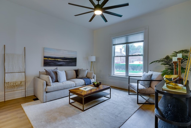1017 Madison Ave, Columbus, OH 43205 - living room featuring ceiling fan and light wood-style floors