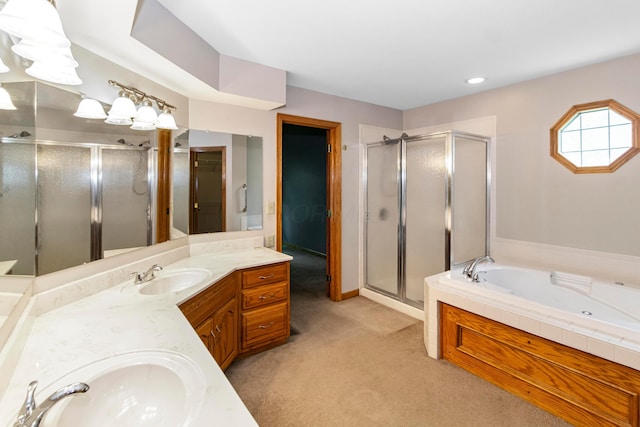 4775 Saint Andrews Dr, Westerville, OH 43082 - full bath with a stall shower, double vanity, and a tub with jets