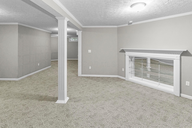 4775 Saint Andrews Dr, Westerville, OH 43082 - finished below grade area with carpet floors, a textured ceiling, and crown molding