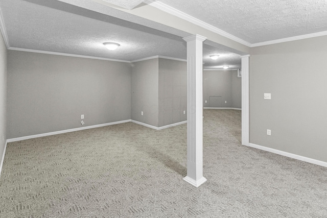 4775 Saint Andrews Dr, Westerville, OH 43082 - finished below grade area with a textured ceiling, carpet floors, and ornamental molding
