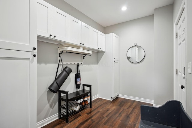 1366 Cole St, Columbus, OH 43205 - mudroom featuring dark wood finished floors and recessed lighting