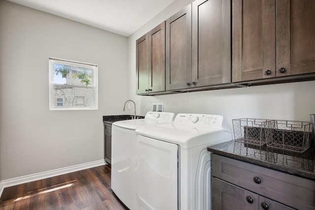 1366 Cole St, Columbus, OH 43205 - laundry area featuring cabinet space, separate washer and dryer, and dark wood-style floors