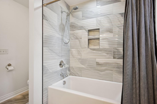 1366 Cole St, Columbus, OH 43205 - bathroom featuring toilet and shower / bath combo with shower curtain