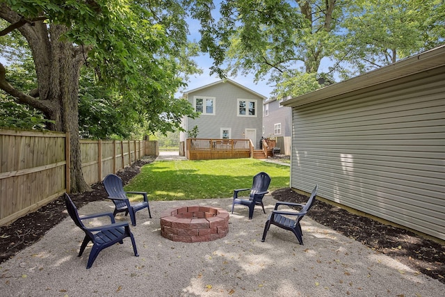1366 Cole St, Columbus, OH 43205 - view of patio / terrace with an outdoor fire pit and a wooden deck
