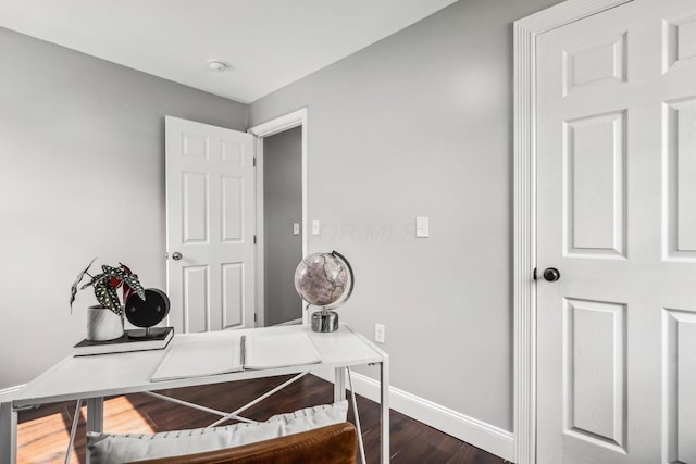 4425 Saint Ann Ln, Columbus, OH 43213 - office area with baseboards and dark wood-style floors