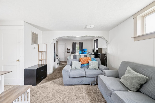 67 W Columbus St, Mount Sterling, OH 43143 - carpeted living room featuring arched walkways