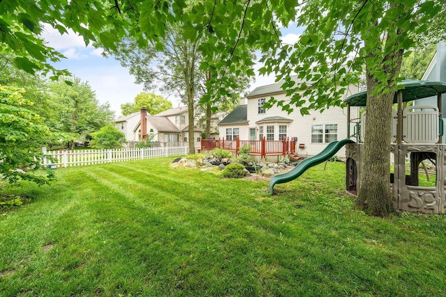 8135 Barlow Rd, Westerville, OH 43081 - view of yard featuring a playground and a wooden deck
