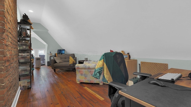 737 Wilson Ave, Columbus, OH 43205 - office area featuring hardwood / wood-style flooring, lofted ceiling, and recessed lighting