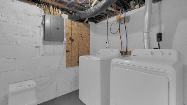 737 Wilson Ave, Columbus, OH 43205 - laundry room featuring electric panel and separate washer and dryer