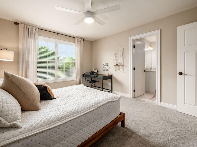 5808 Glendavon Loop, Dublin, OH 43016 - carpeted bedroom with a ceiling fan and connected bathroom