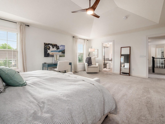 5808 Glendavon Loop, Dublin, OH 43016 - bedroom with light carpet, ensuite bathroom, and ceiling fan