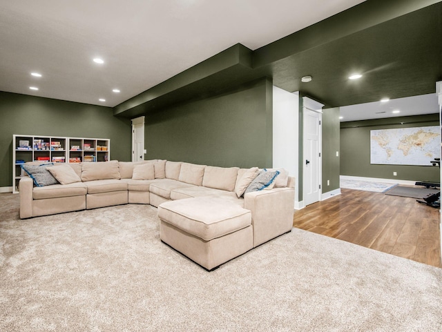 5808 Glendavon Loop, Dublin, OH 43016 - living room featuring carpet, recessed lighting, and wood finished floors