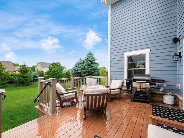 5808 Glendavon Loop, Dublin, OH 43016 - wooden deck featuring a lawn, area for grilling, and an outdoor living space