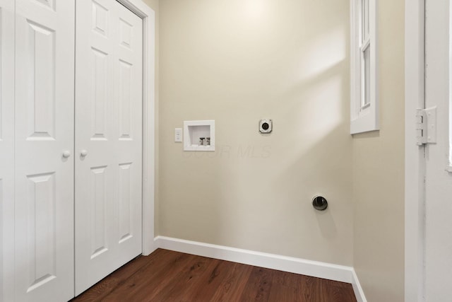 1614 Long St, Lancaster, OH 43130 - laundry room featuring hookup for an electric dryer, dark wood-type flooring, and hookup for a washing machine