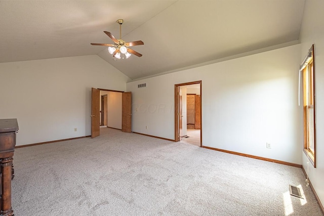 8510 Morgan St, Pickerington, OH 43147 - unfurnished bedroom with vaulted ceiling, carpet floors, and ceiling fan