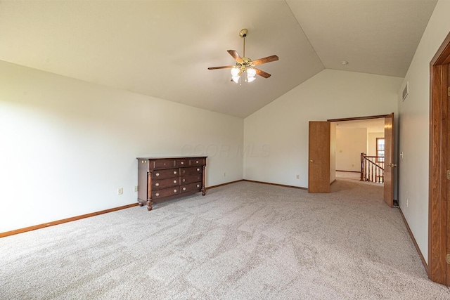 8510 Morgan St, Pickerington, OH 43147 - unfurnished bedroom with lofted ceiling, carpet flooring, and a ceiling fan