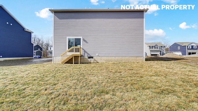 1415 Gimbles Dr, Columbus, OH 43223 - rear view of property featuring a lawn, a residential view, and crawl space
