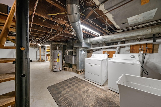 442 Thurman Ave, Columbus, OH 43206 - unfinished basement with water heater and washer and clothes dryer