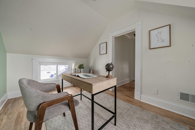 442 Thurman Ave, Columbus, OH 43206 - home office with vaulted ceiling and light wood-type flooring
