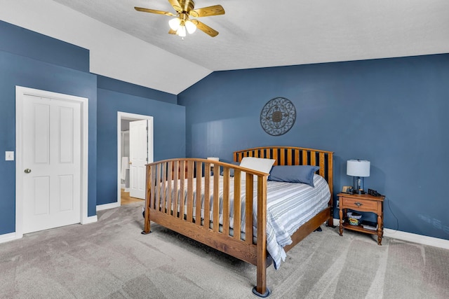 1626 Geranium Dr, Lewis Center, OH 43035 - bedroom featuring carpet, lofted ceiling, and ceiling fan