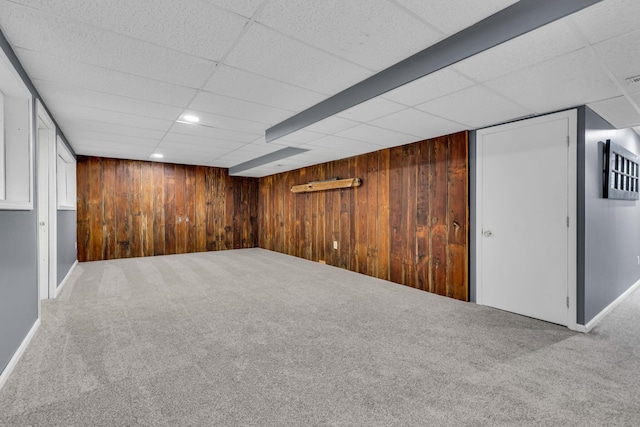 1626 Geranium Dr, Lewis Center, OH 43035 - finished below grade area featuring carpet, wood walls, and a drop ceiling