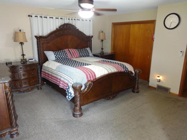 1766 Thrailkill Rd, Grove City, OH 43123 - bedroom with carpet flooring, ceiling fan, and a closet