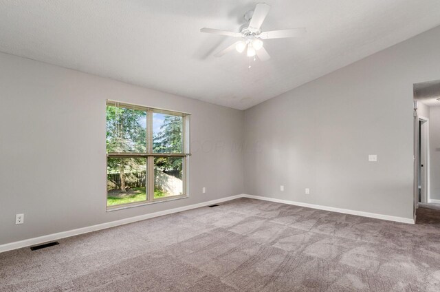5727 Sundial Dr, Galloway, OH 43119 - unfurnished room featuring carpet flooring, a ceiling fan, and lofted ceiling