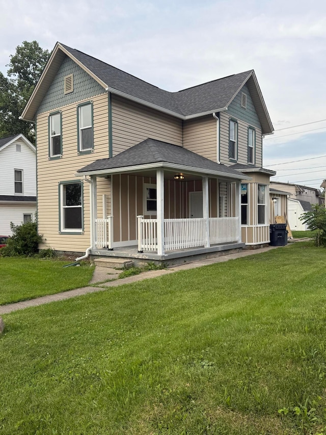 274 Woods Ave, Newark, OH 43055 - view of front of property featuring a porch, a front yard, and roof with shingles