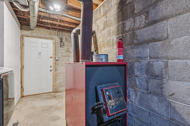 15586 Stump Run, Laurelville, OH 43135 - basement featuring washer / dryer and concrete block wall
