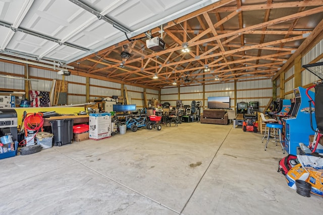 15586 Stump Run, Laurelville, OH 43135 - garage featuring a garage door opener and metal wall