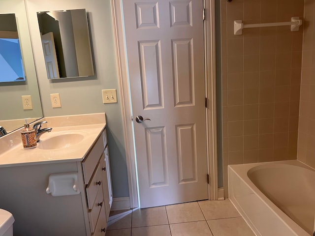 8730 Swisher Creek Xing, New Albany, OH 43054 - full bath with tile patterned flooring, vanity, and washtub / shower combination