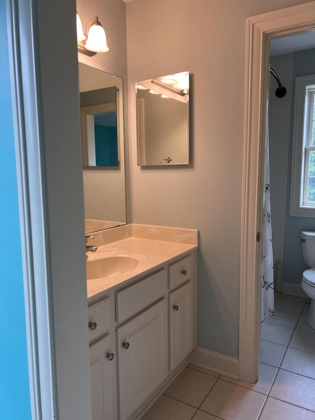 8730 Swisher Creek Xing, New Albany, OH 43054 - full bathroom with vanity, tile patterned flooring, and a shower with curtain