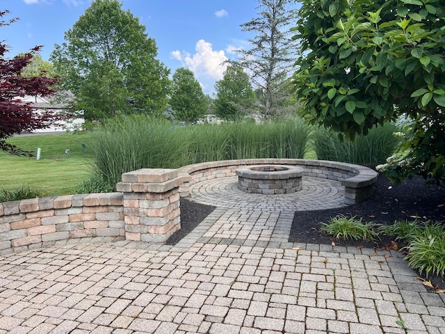8730 Swisher Creek Xing, New Albany, OH 43054 - view of patio / terrace featuring a fire pit