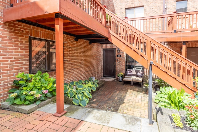 283 Lear St Unit 7, Columbus, OH 43206 - entrance to property with a patio and brick siding