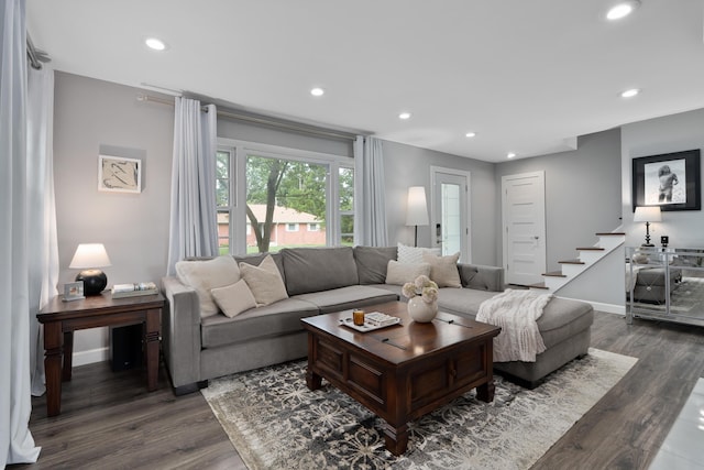 50 S Kellner Rd, Columbus, OH 43209 - living area with dark wood-style flooring and recessed lighting