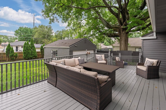 50 S Kellner Rd, Columbus, OH 43209 - wooden deck with outdoor lounge area and a fenced backyard