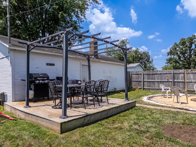 1221 S Main St, Washington Court House, OH 43160 - view of yard featuring a pergola, a wooden deck, and outdoor dining space
