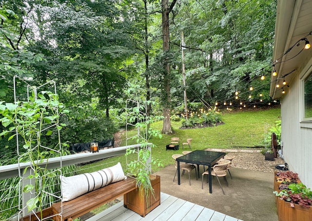 160 Wildwood Dr, Granville, OH 43023 - wooden deck featuring a yard and outdoor dining space