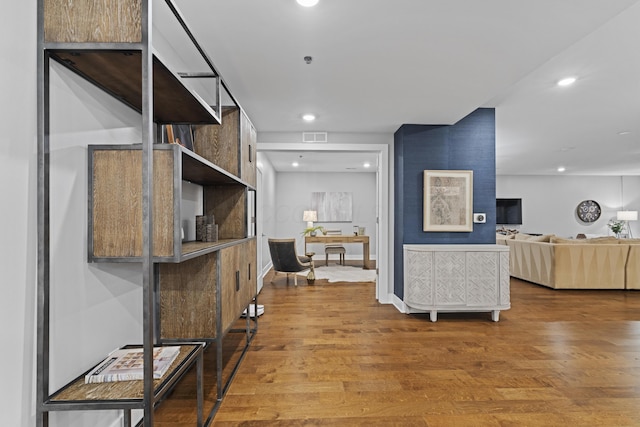 105 N Riverview St Unit 218, Dublin, OH 43017 - hall with wood finished floors and recessed lighting