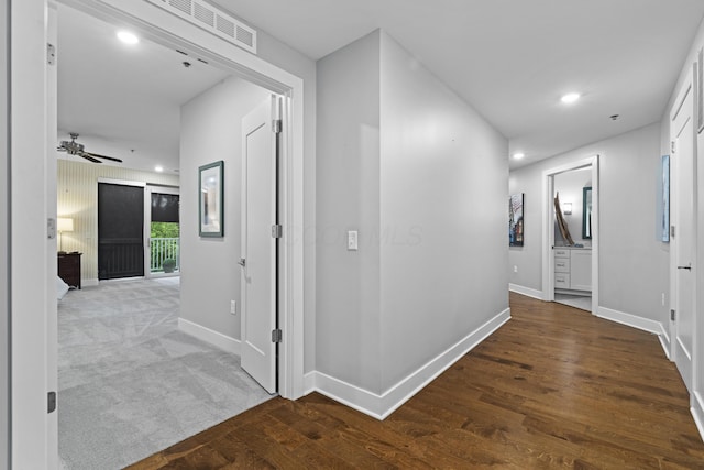 105 N Riverview St Unit 218, Dublin, OH 43017 - hall with recessed lighting and wood finished floors