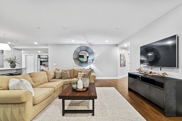 105 N Riverview St Unit 218, Dublin, OH 43017 - living room featuring recessed lighting and wood finished floors