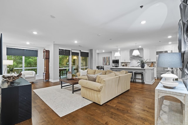 105 N Riverview St Unit 218, Dublin, OH 43017 - living area featuring recessed lighting and dark wood-style floors