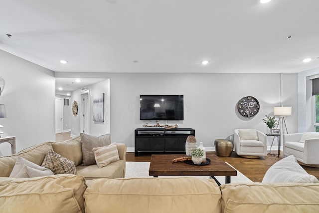 105 N Riverview St Unit 218, Dublin, OH 43017 - living room with recessed lighting and wood finished floors